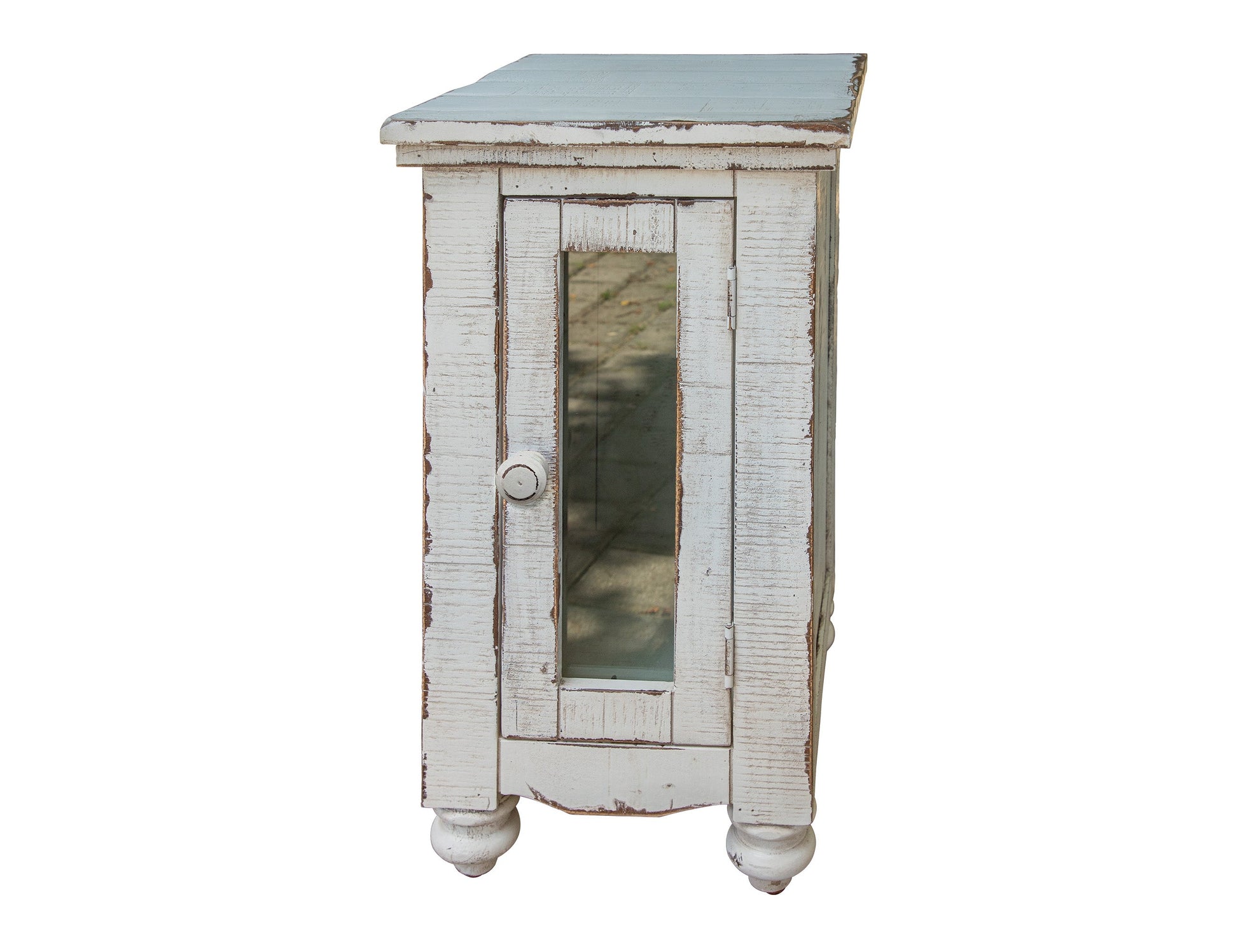 1 Door Chairside Table - Antique White