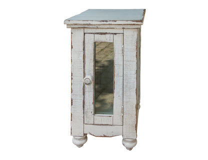 1 Door Chairside Table - Antique White
