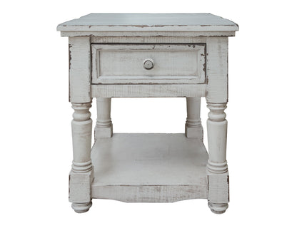 1 Drawer End Table - Antique White