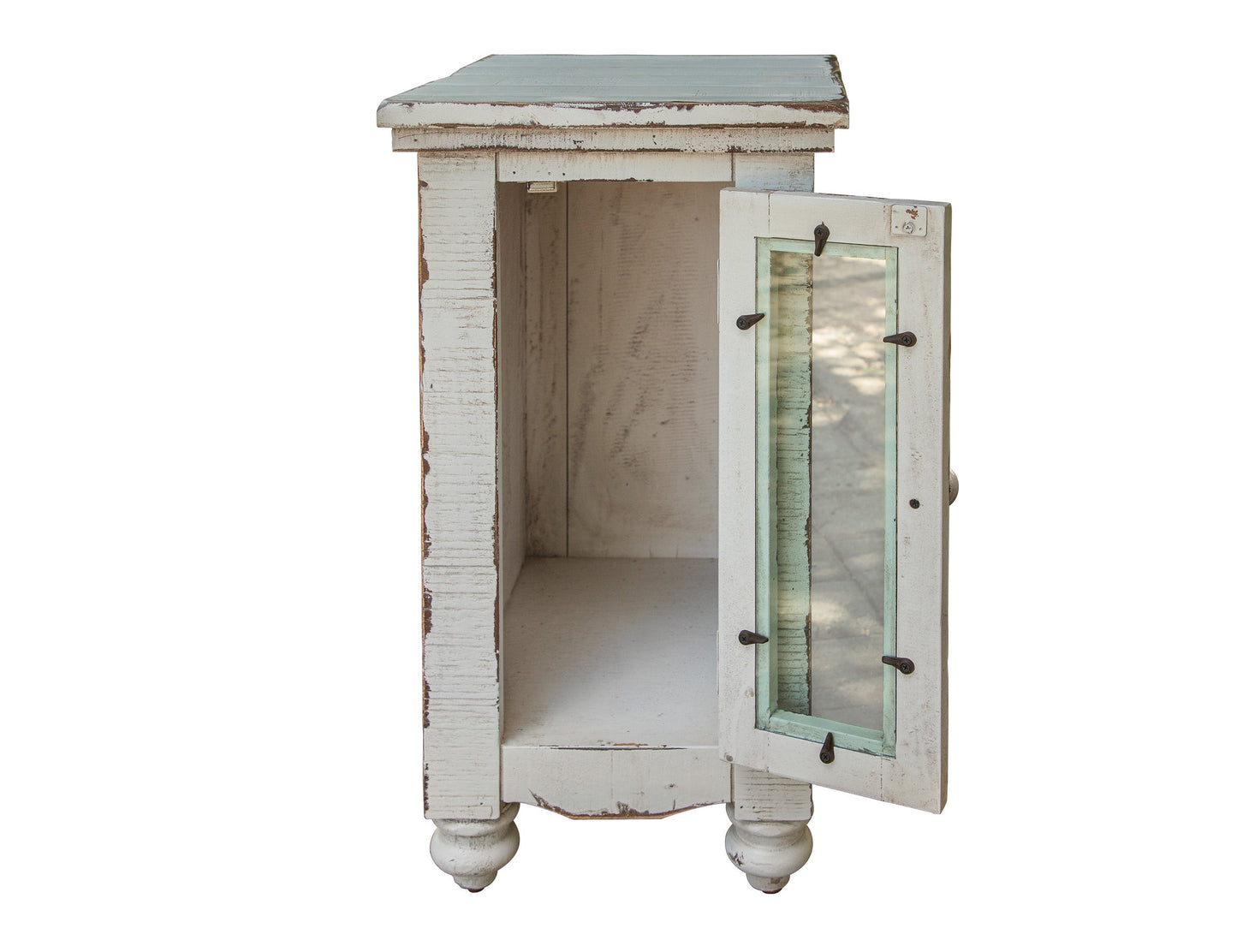 1 Door Chairside Table - Antique White