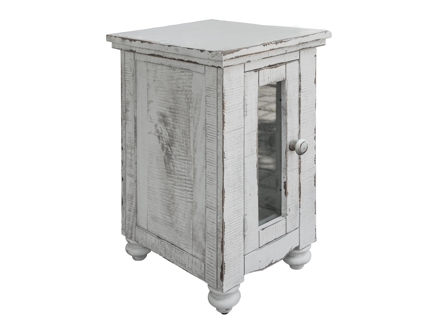 1 Door Chairside Table - Antique White