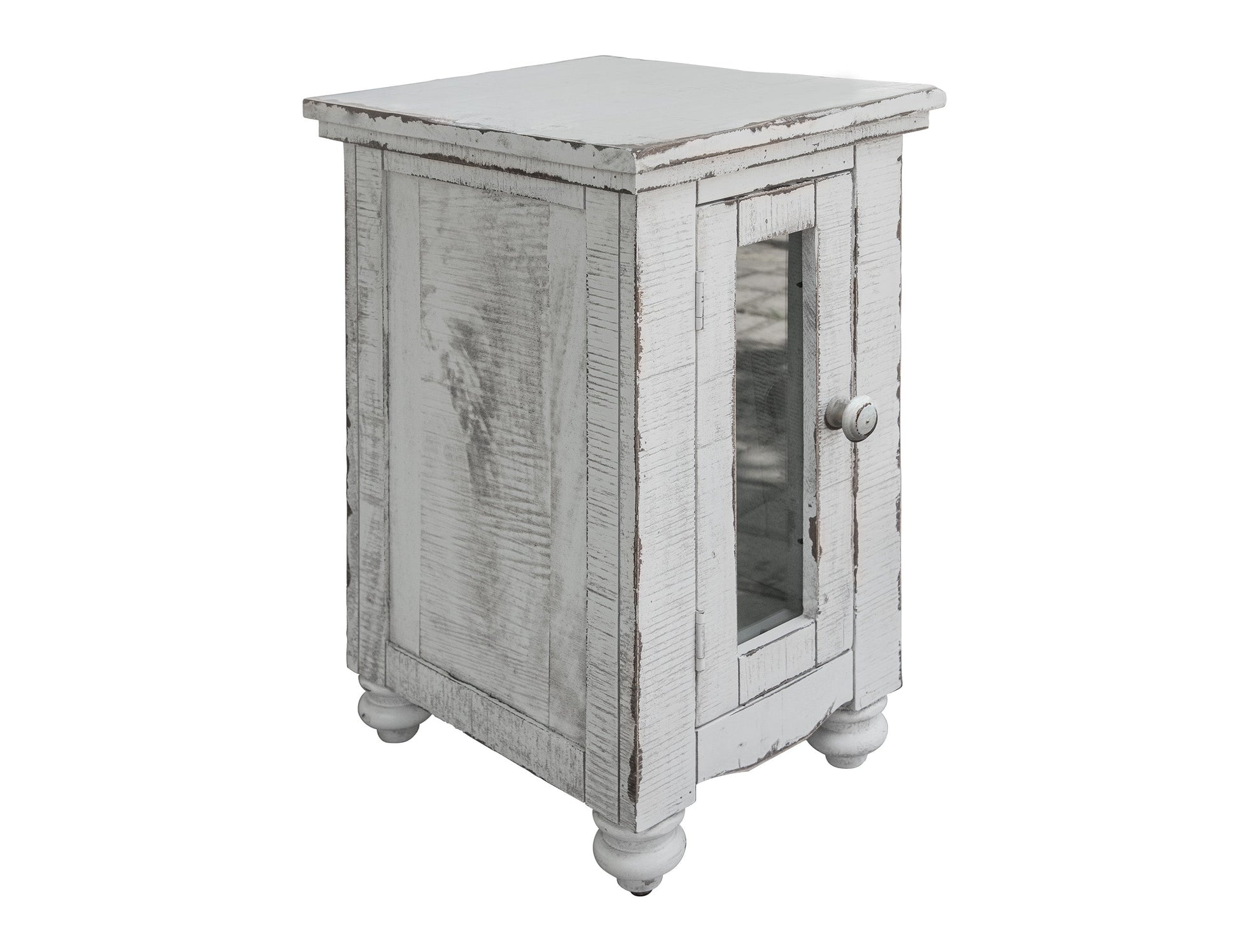 1 Door Chairside Table - Antique White