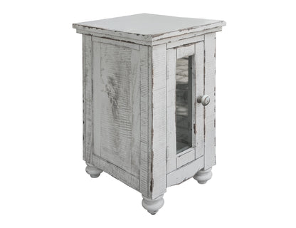 1 Door Chairside Table - Antique White