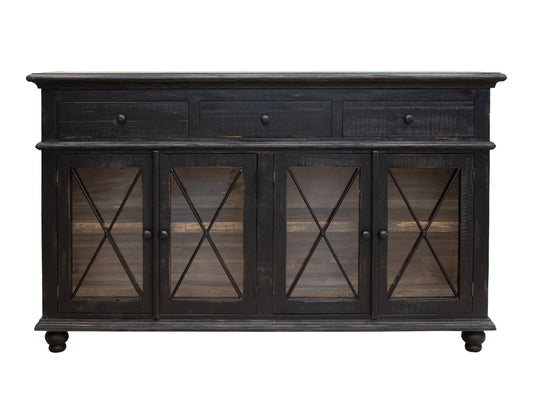 3 Drawer 4 Doors 70" Console - Antiqued Black