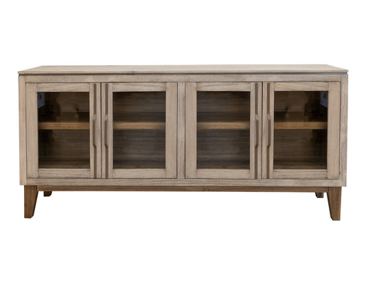 4 Glass Door Metal Handle Console - Ivory White