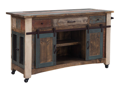 3 Drawer, 2 Sliding Doors, 4 Mesh Doors Kitchen Island - Multicolor