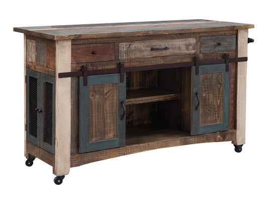 3 Drawer, 2 Sliding Doors, 4 Mesh Doors Kitchen Island - Multicolor