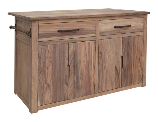 4 Door 2 Drawer Kitchen Island - Brown cappuccino