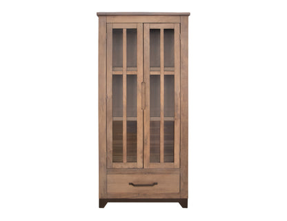 2 Glass Door 1 Drawer Cabinet - Brown cappuccino