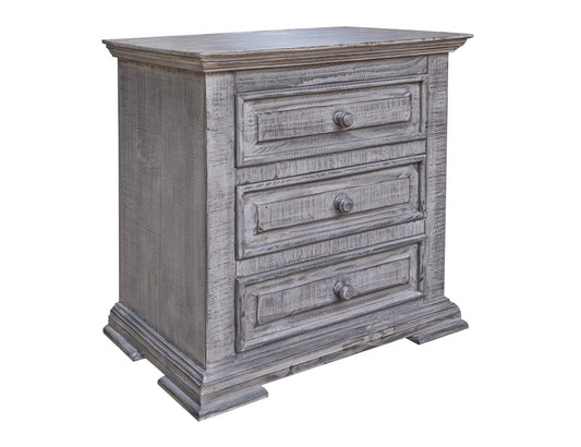 3 Drawer Nightstand - Distressed Gray