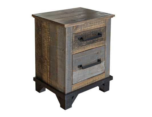 2 Drawer Nightstand - Two Tone Gray & Brown