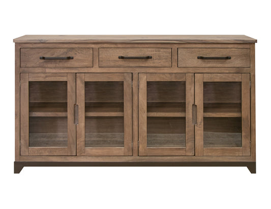 3 Drawer 4 Glass Doors Console - Brown Cappuccino