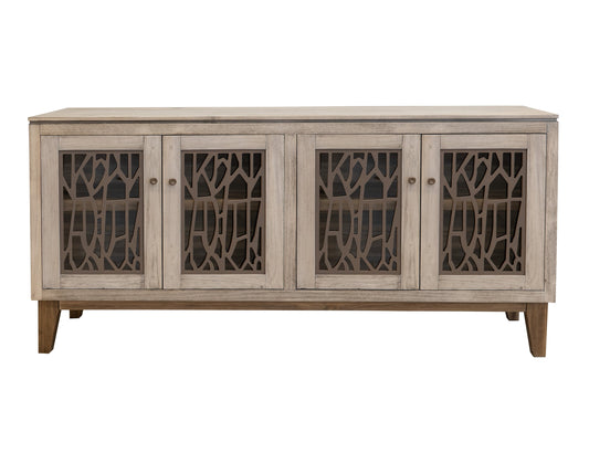 4 Glass Door Console - Ivory White