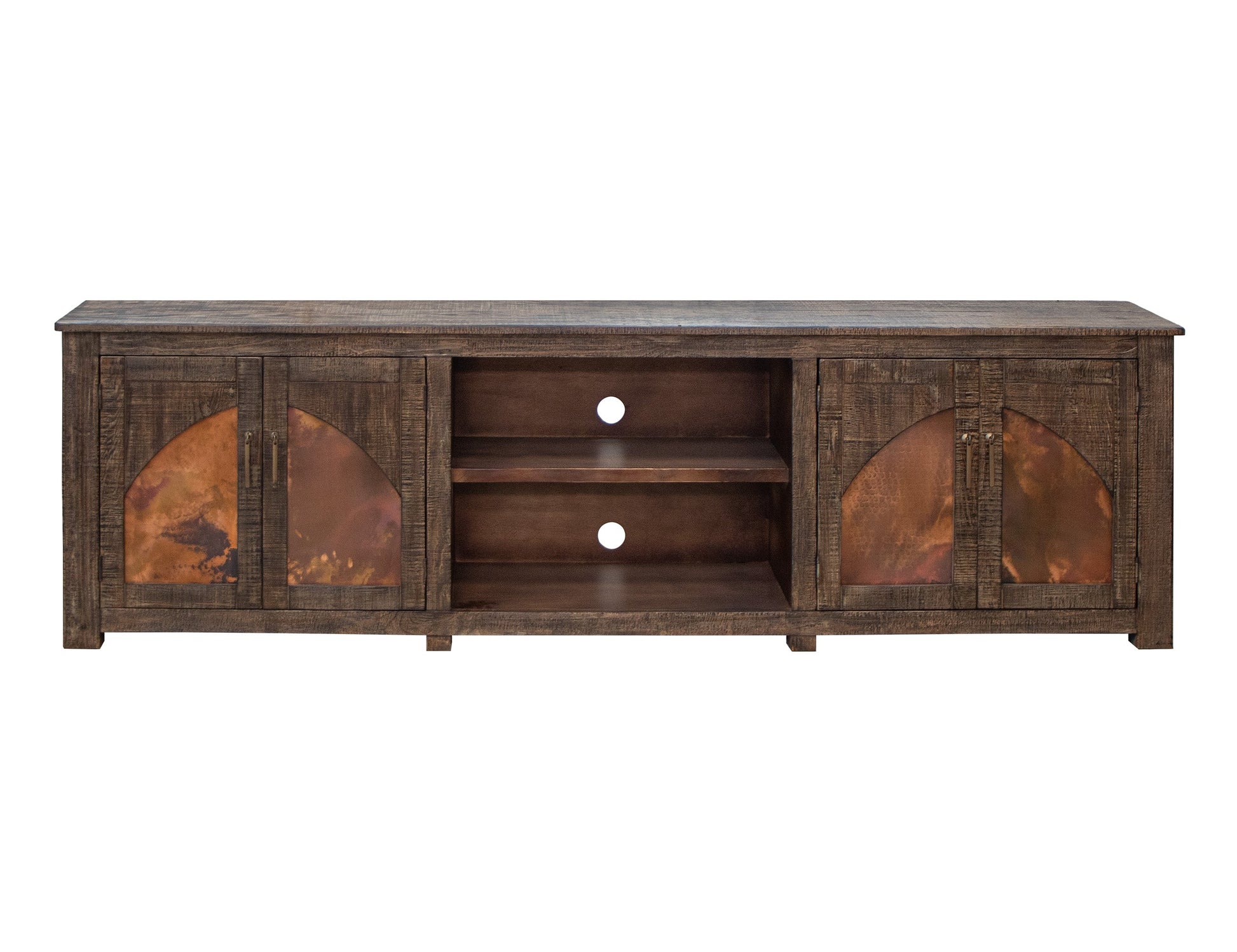 4 Copper-Paneled TV Stand - Charred Brown