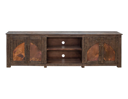 4 Copper-Paneled TV Stand - Charred Brown