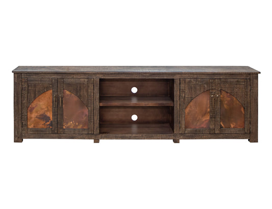 4 Copper-Paneled TV Stand - Charred Brown