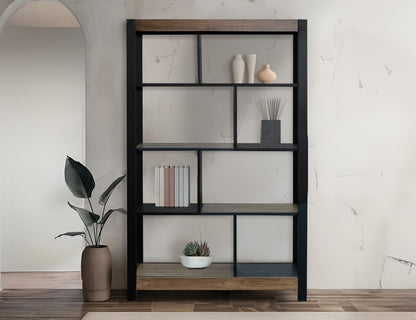 8 Shelves, Bookcase - Satin Black and Brown