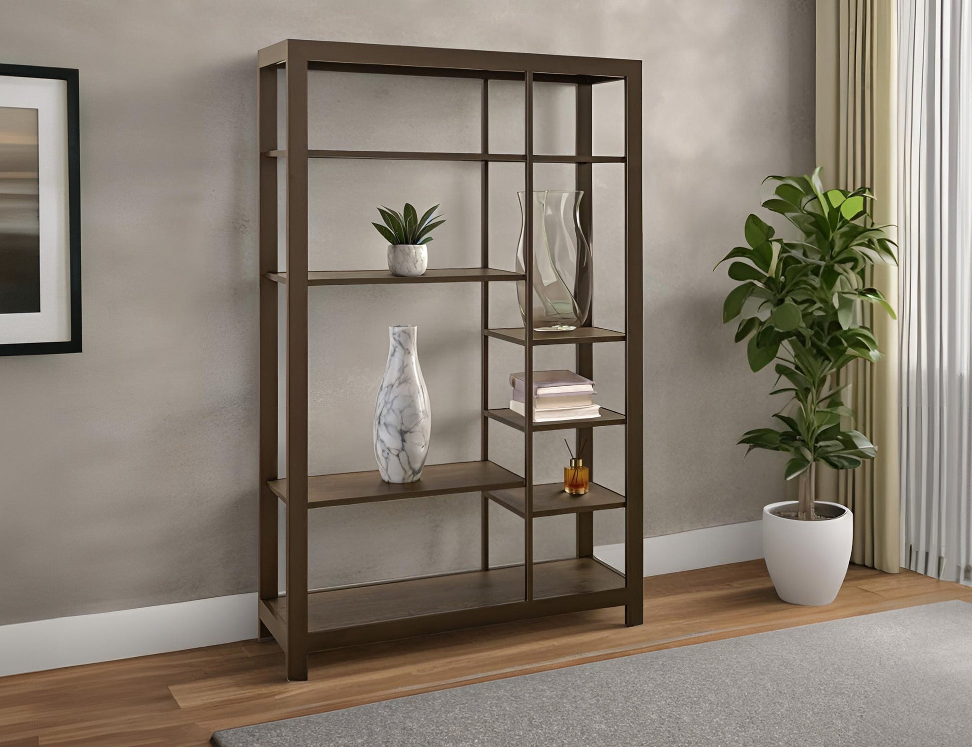7 Shelves, Bookcase - Warm Brown