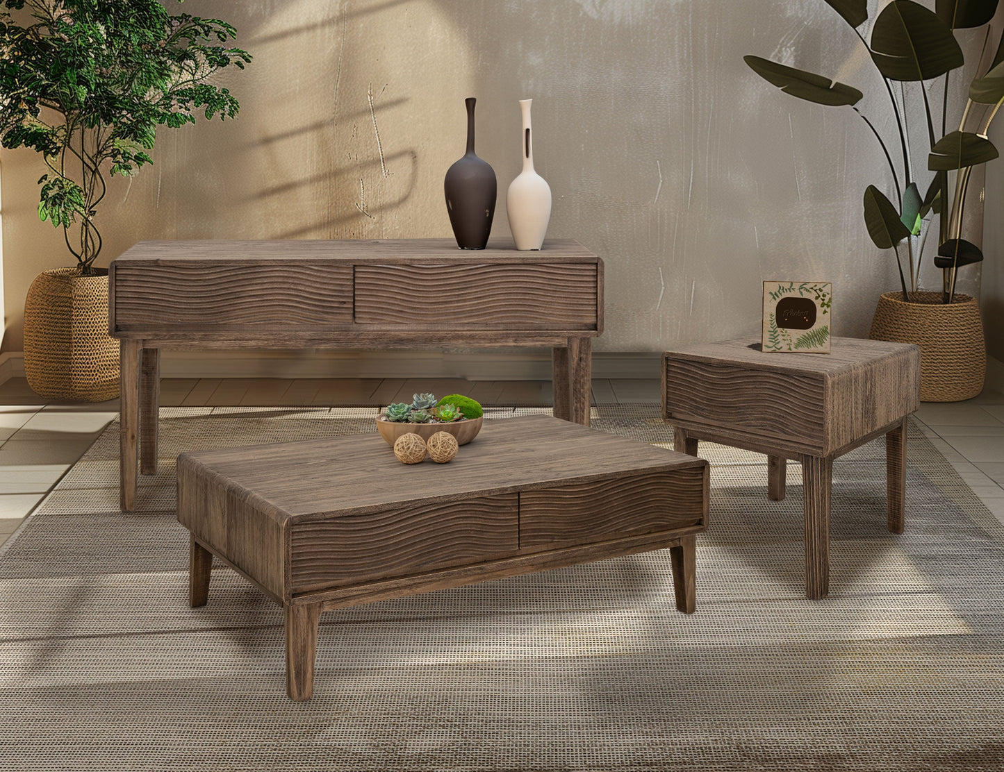 1 Drawer, End Table - Natural Brown
