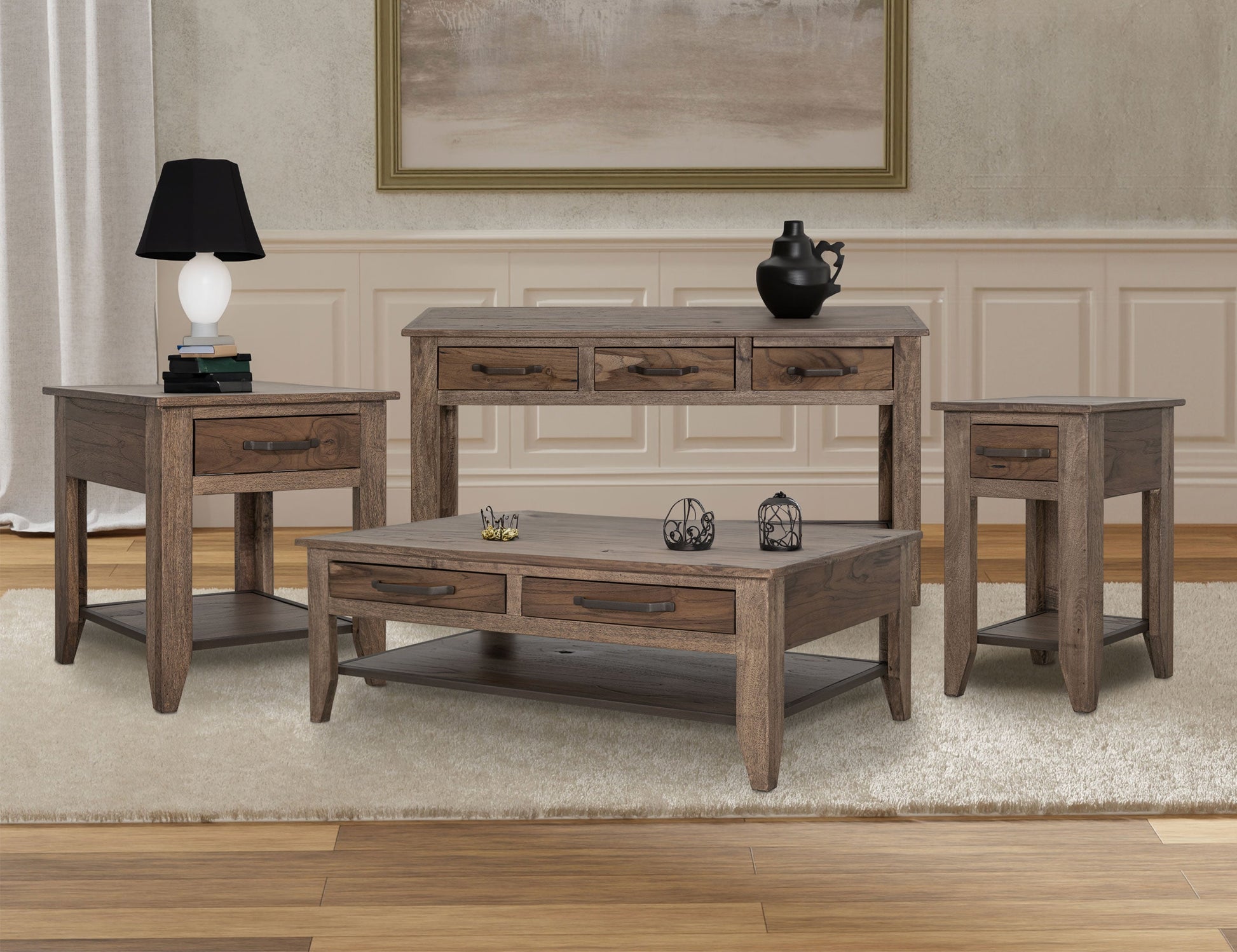 1 Drawer, 1 Shelf, End Table - Quartersawn Oak & Marooned Brown