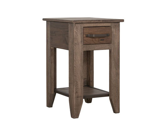 1 Drawer, 1 Shelf, Chairside Table - Quartersawn Oak & Marooned Brown