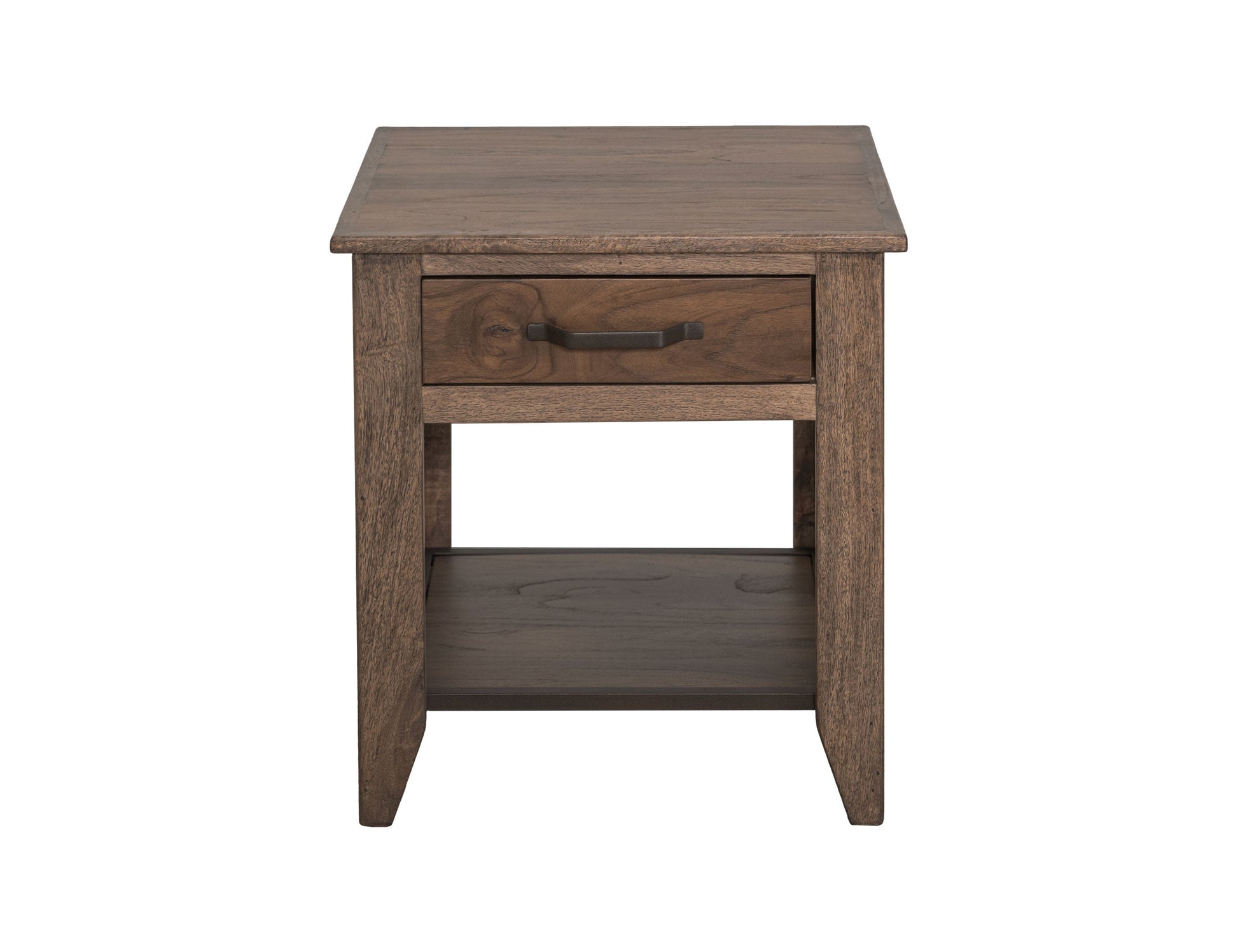 1 Drawer, 1 Shelf, End Table - Quartersawn Oak & Marooned Brown