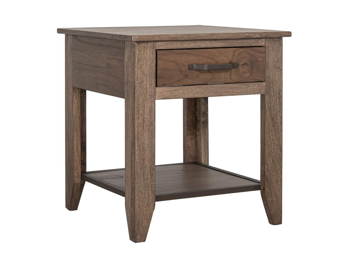 1 Drawer, 1 Shelf, End Table - Quartersawn Oak & Marooned Brown
