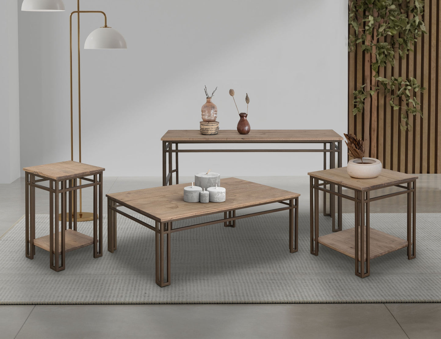 Iron base, Chairside Table - Camel