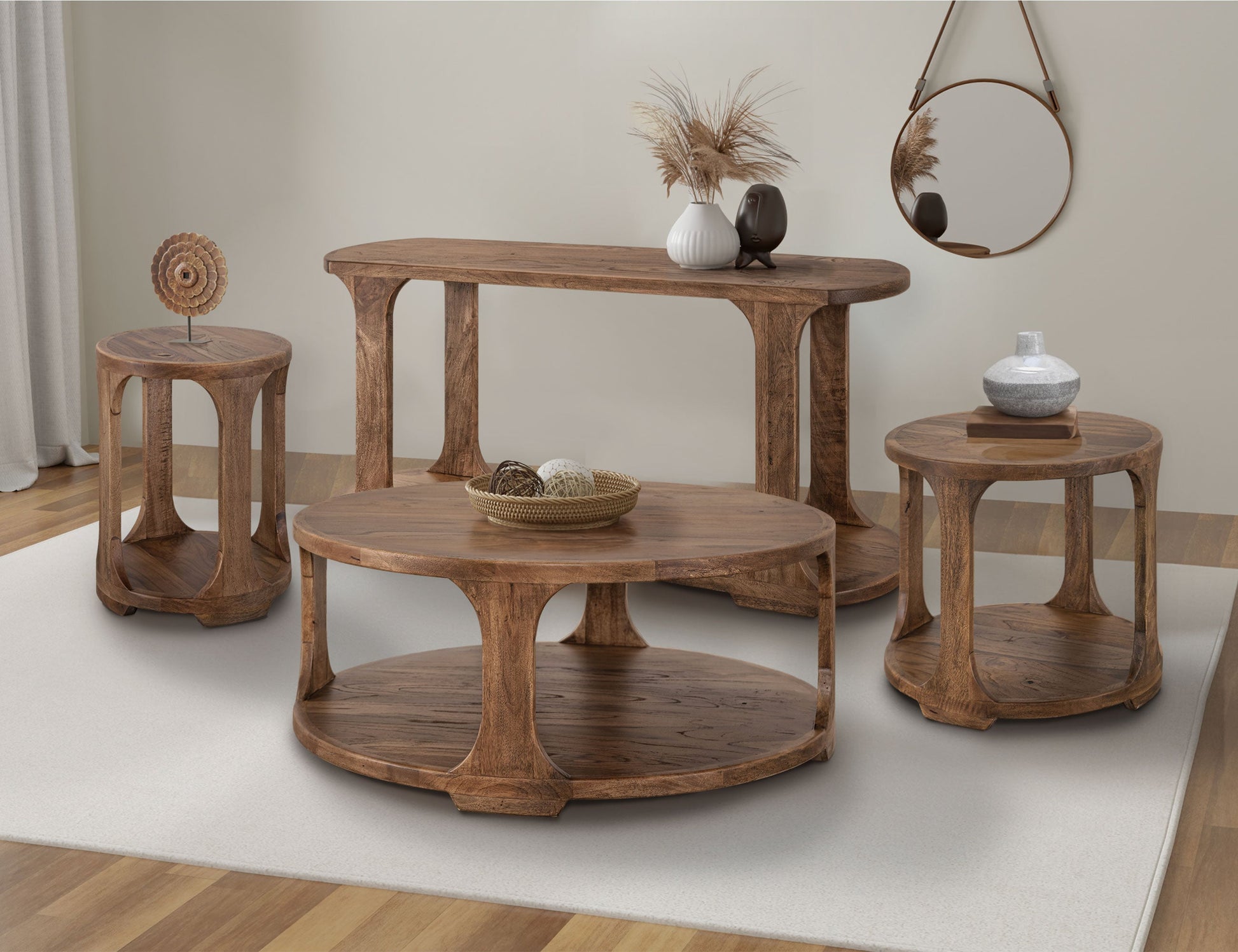 1 Shelf, Chairside Table - Almond And Barrel Brown