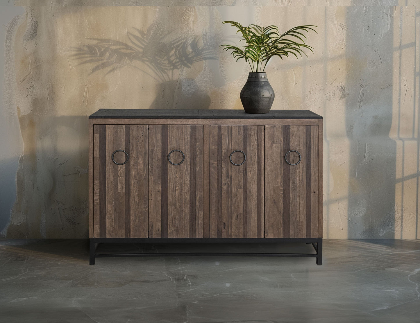 4 Door Console - Walnut Brown