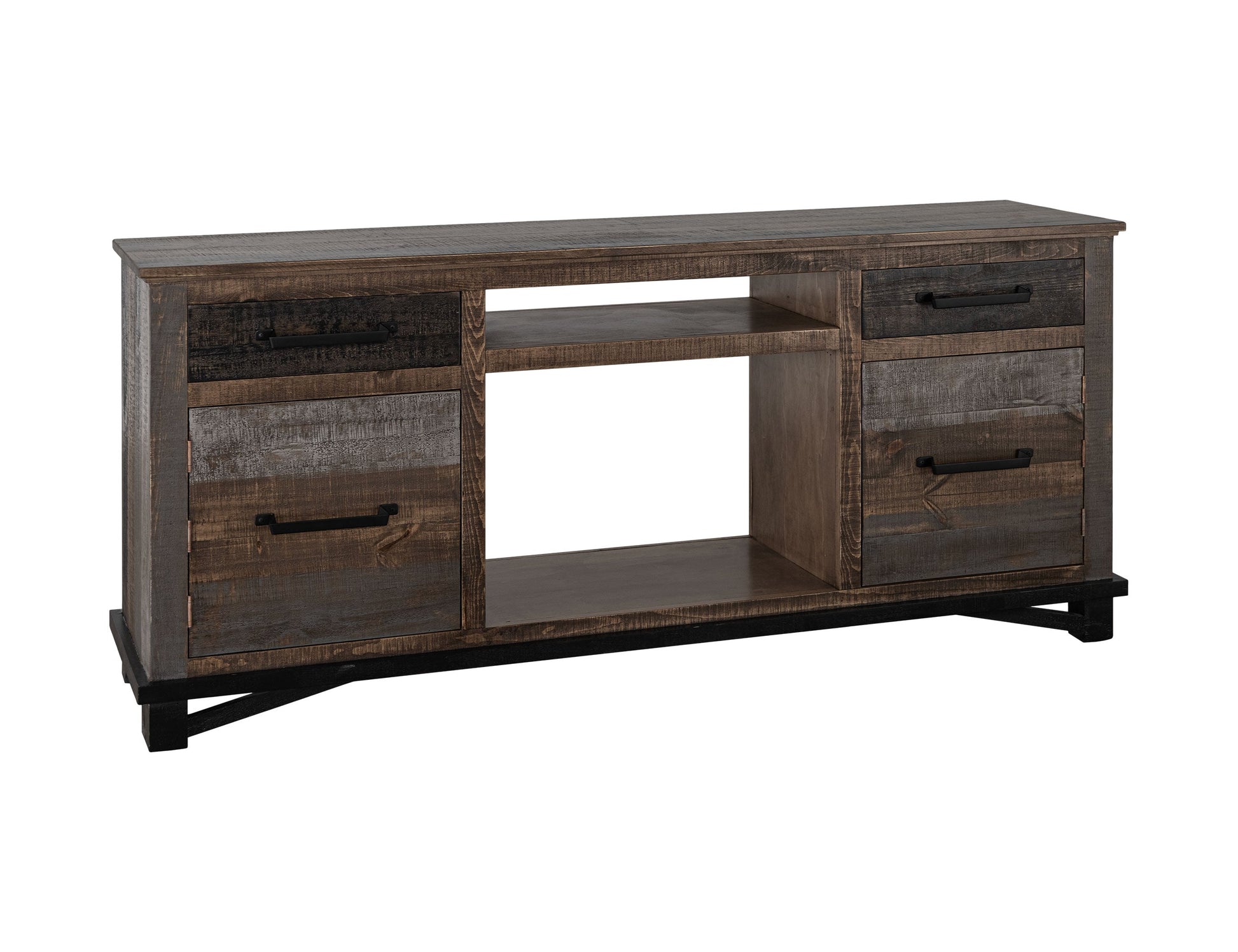 2 Drawer 2 Door Fireplace TV Stand 70" - Two Tone Gray & Brown