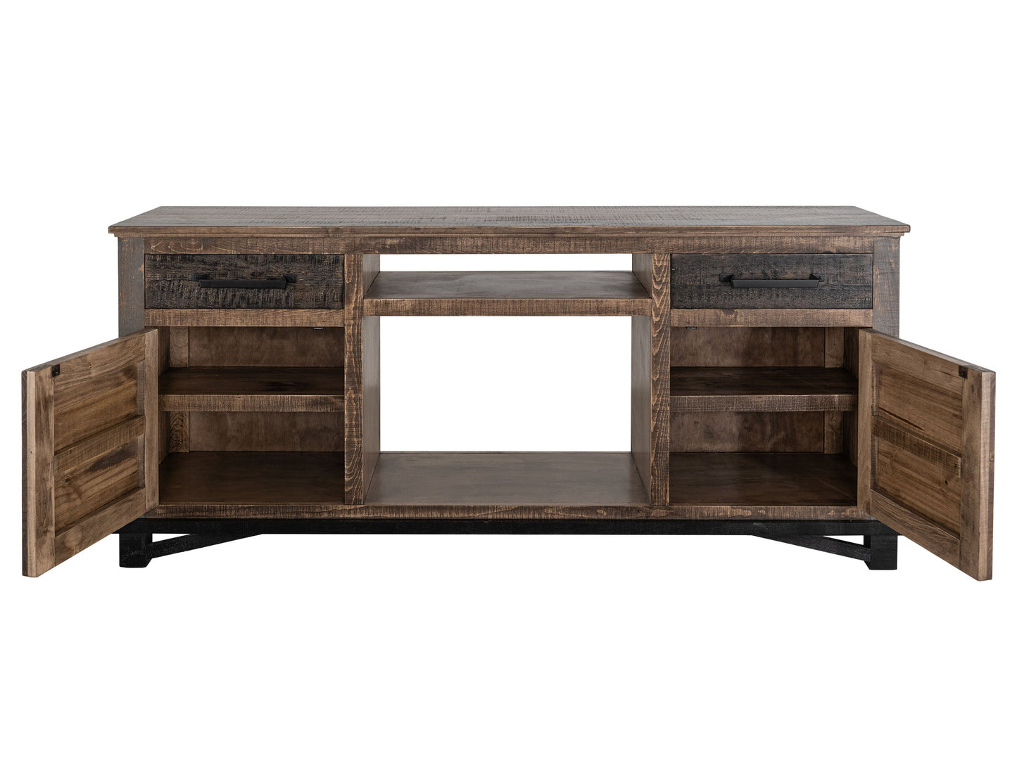 2 Drawer 2 Door Fireplace TV Stand 70" - Two Tone Gray & Brown