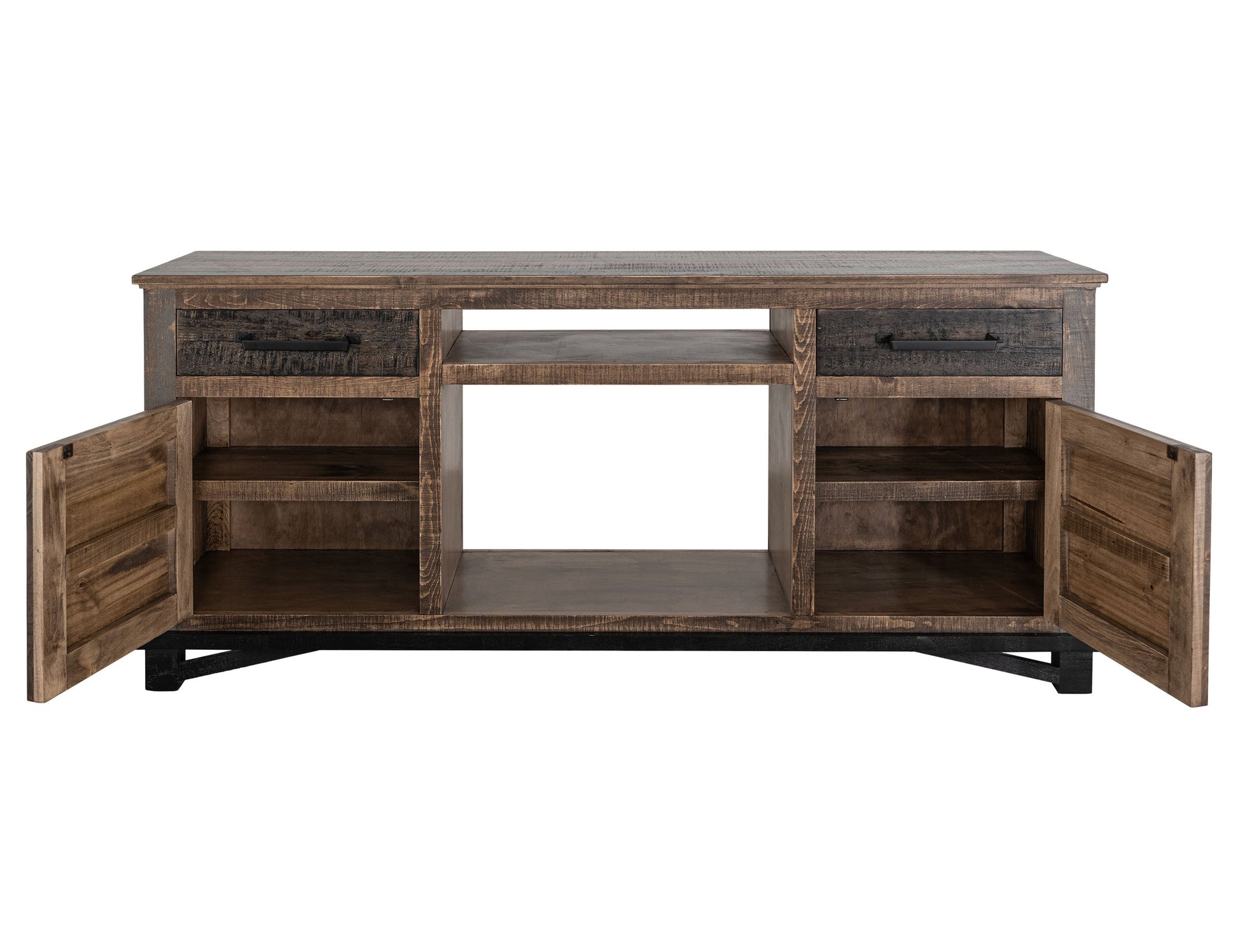 2 Drawer 2 Door Fireplace TV Stand 70" - Two Tone Gray & Brown