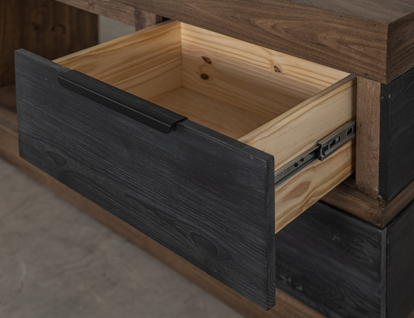 4 Drawer Fireplace TV Stand 70" - Satin Black and Brown