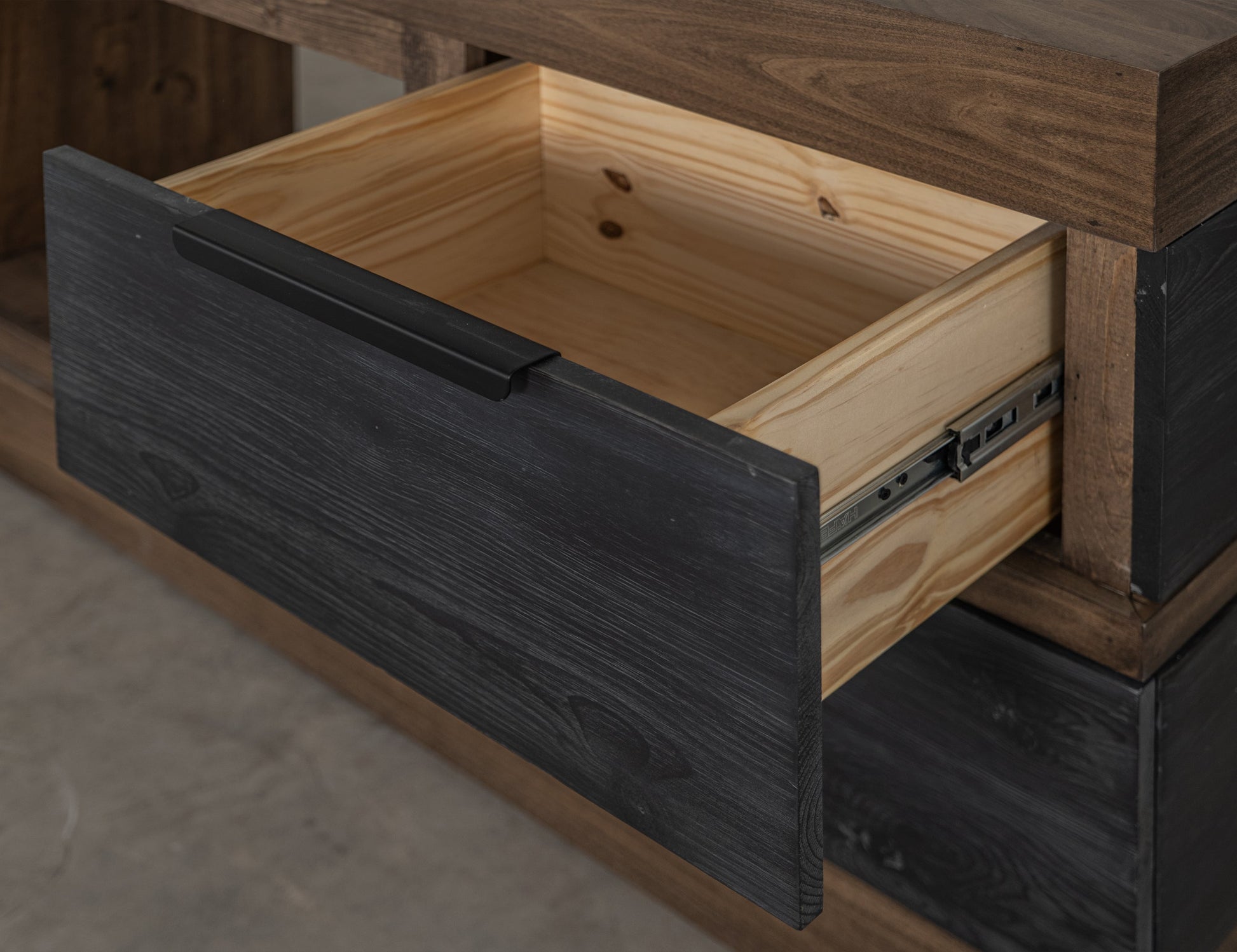 4 Drawer Fireplace TV Stand 70" - Satin Black and Brown