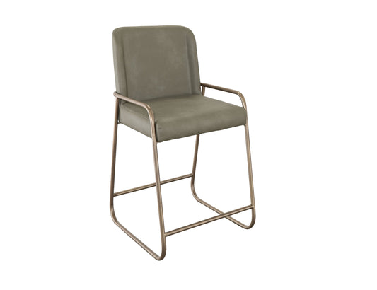 Wooden Frame & Metal Base, 24" Upholstered Barstool - Moss Green