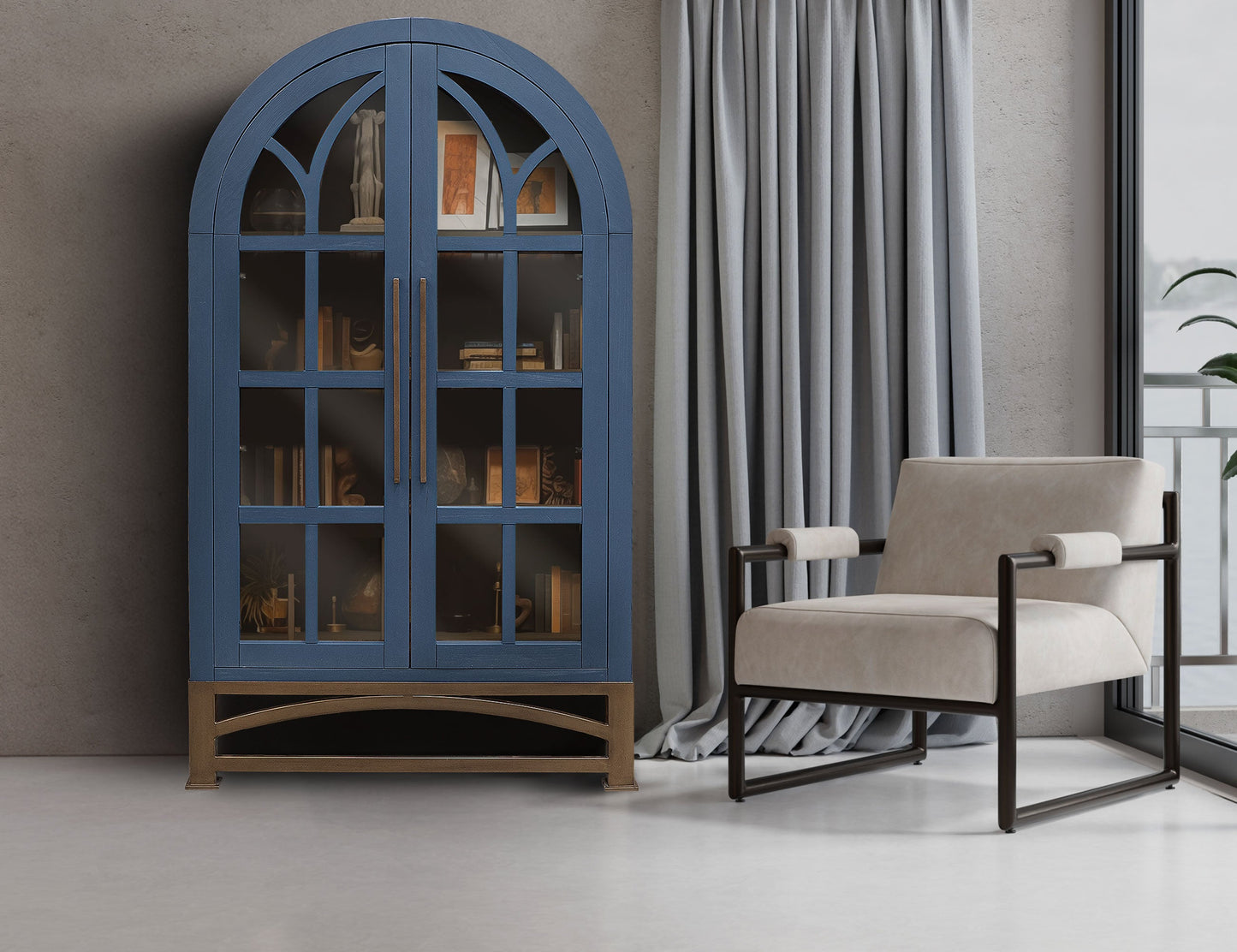 2 Glass Door Cabinet - Indigo Blue