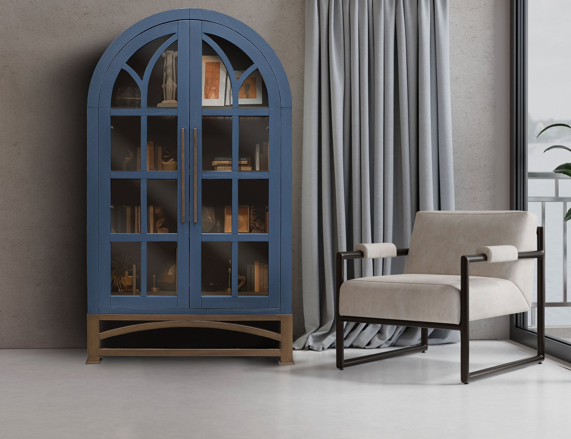 2 Glass Door Cabinet - Indigo Blue