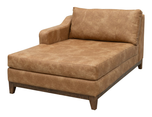 Wooden Frame & Base, Sectional Chaise - Caramel
