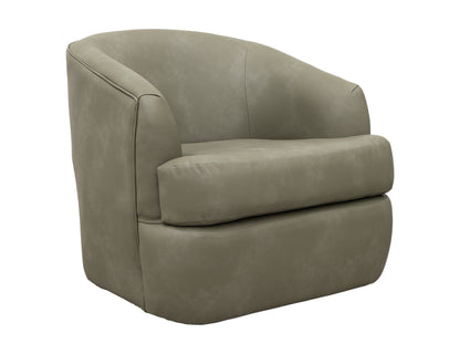 Wooden Frame & Metal Base, 360 Degree Swivel Accent Chair - Moss Green