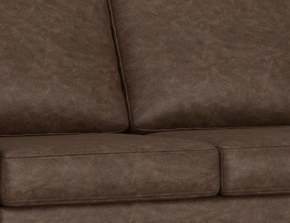 Wooden Frame & Base, Upholstered Square Ottoman - Chocolate Brown