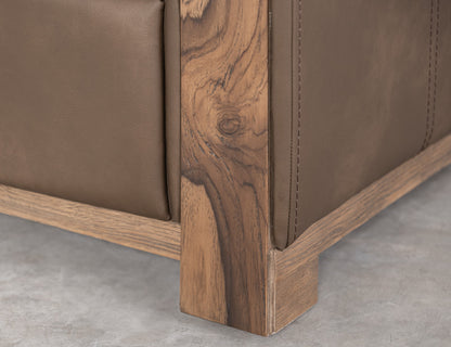 Wooden Frame & Base, Upholstered Seat Ottoman - Dark Chocolate