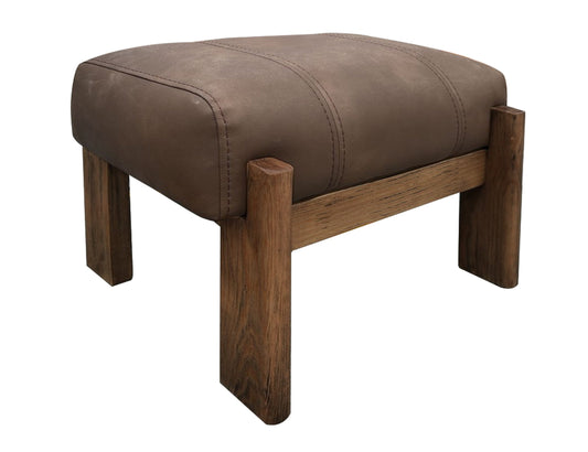 Wooden Frame & Base, Upholstered Seat Ottoman - Dark Chocolate