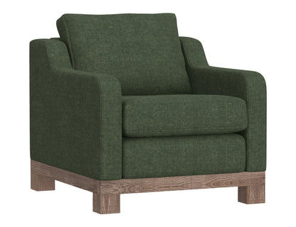 Wooden Frame & Base, Armchair - Olive Green