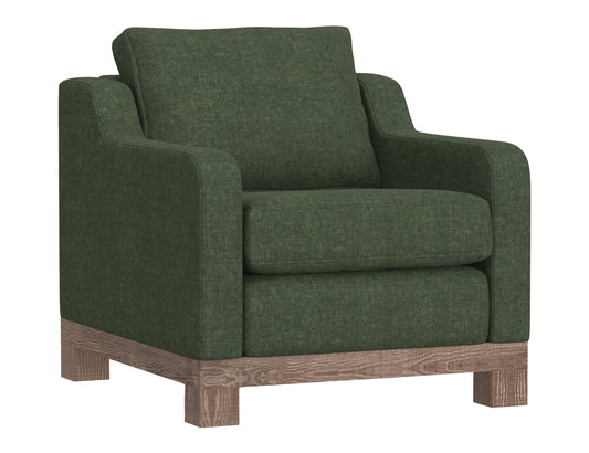 Wooden Frame & Base, Armchair - Olive Green