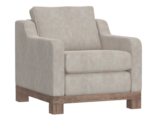 Wooden Frame & Base, Armchair - Ivory