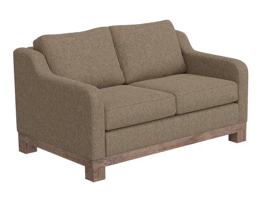 Wooden Frame & Base, Two-Cushion Loveseat - Brown Camel