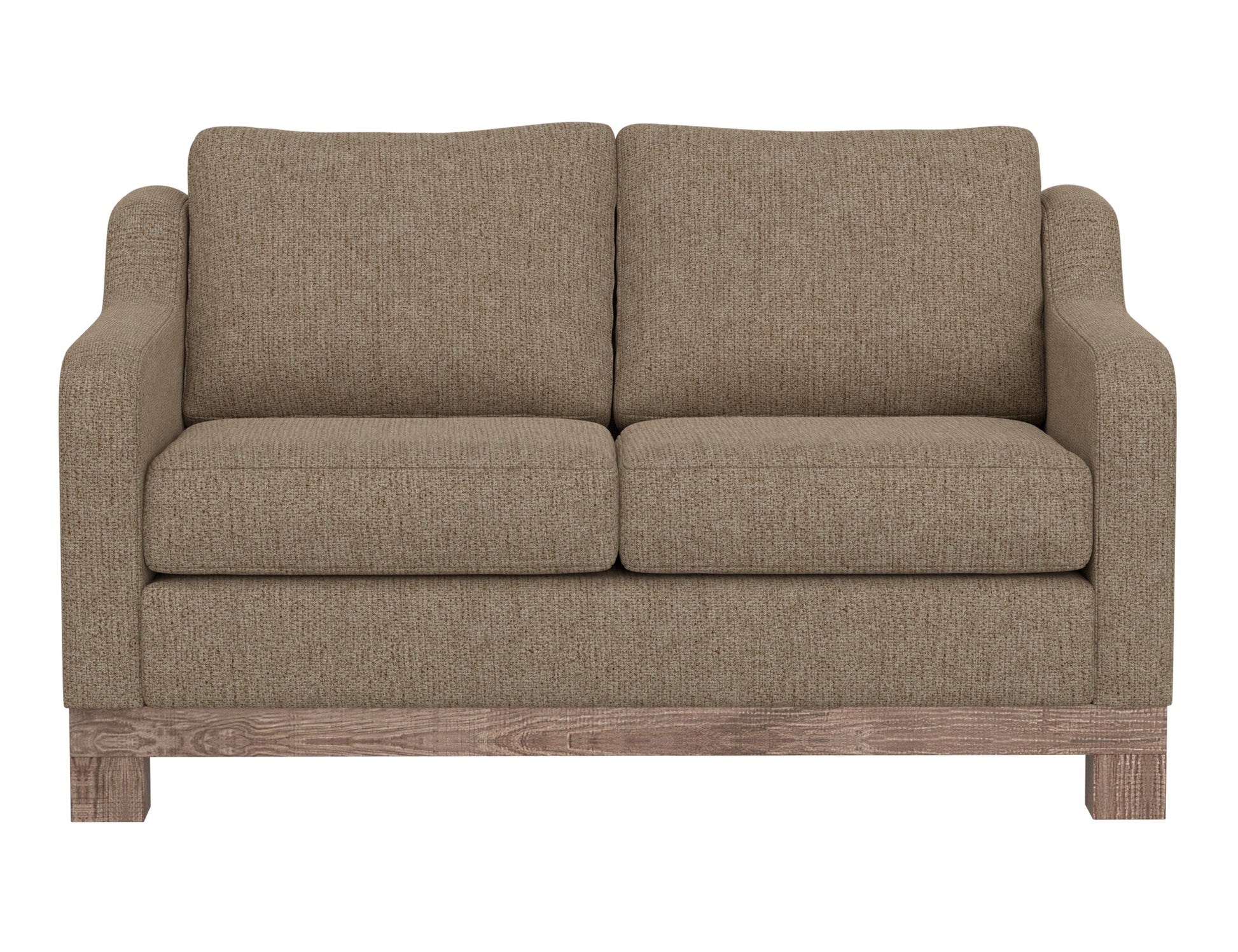 Wooden Frame & Base, Two-Cushion Loveseat - Brown Camel