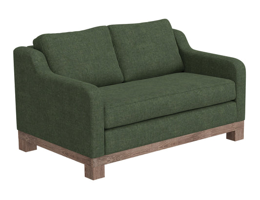 Wooden Frame & Base, Loveseat - Olive Green
