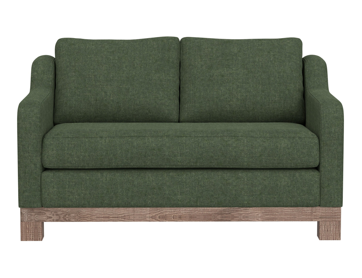 Wooden Frame & Base, Loveseat - Olive Green